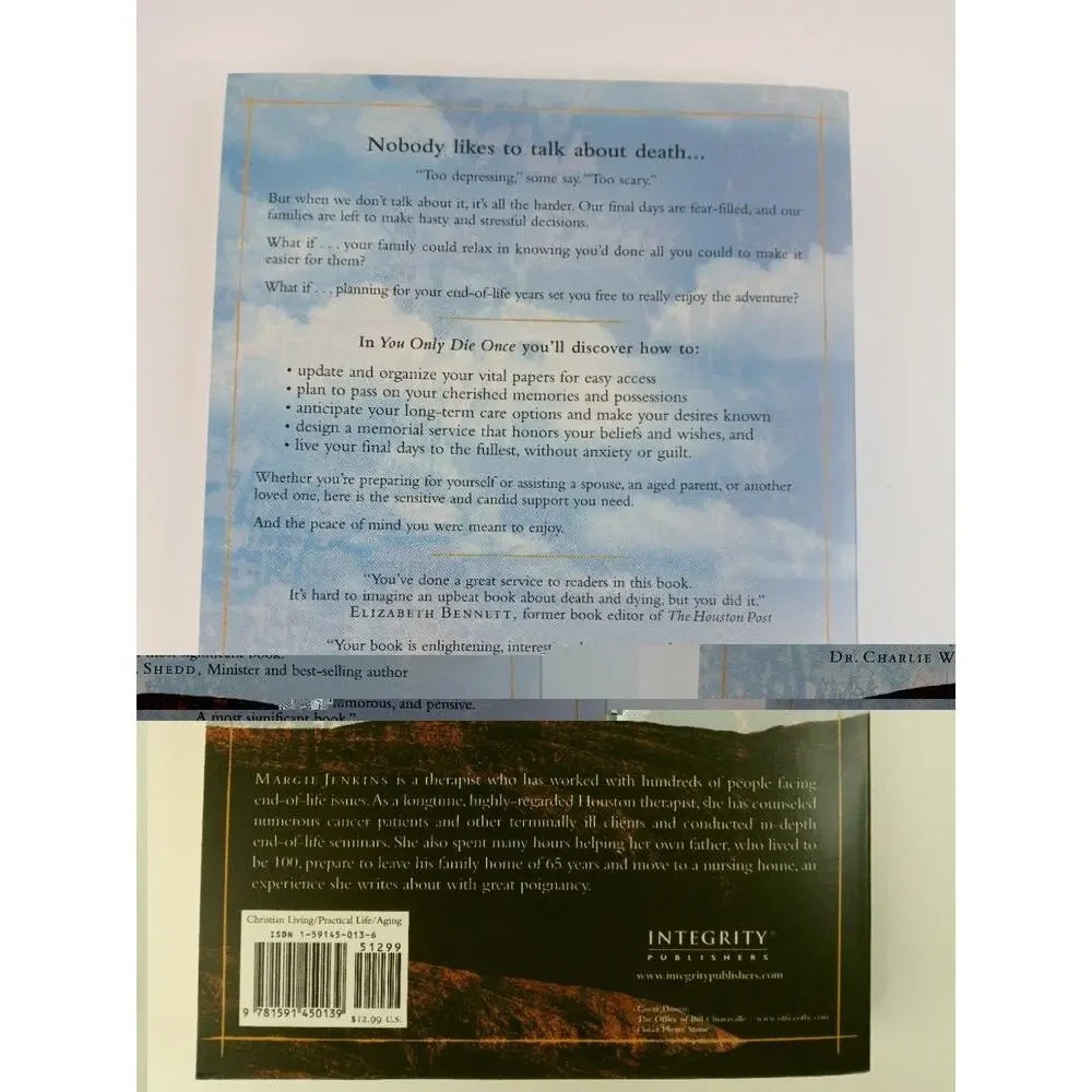 You Only Die Once: Preparing for the End of Life Margie Jenkins 2002 Paperback